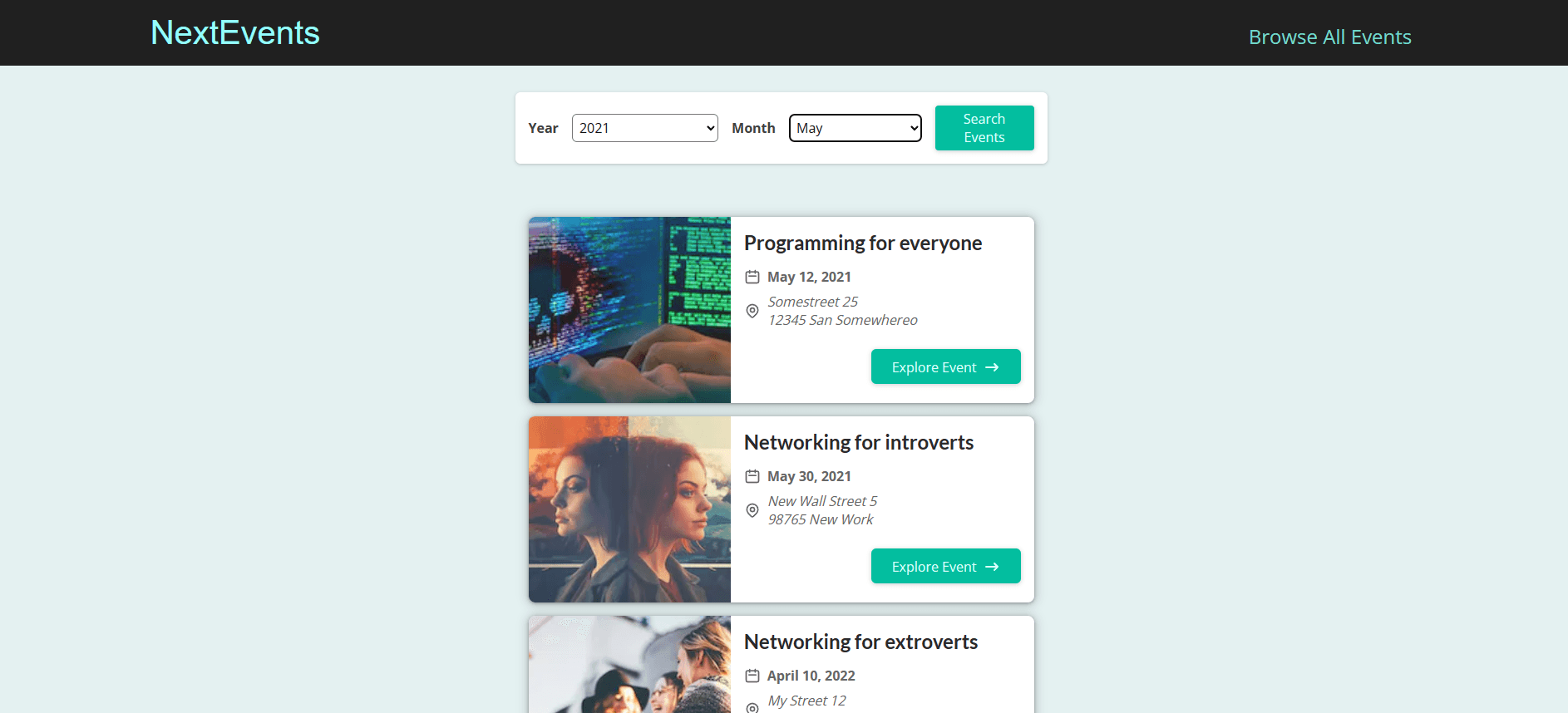 Events NextJs
